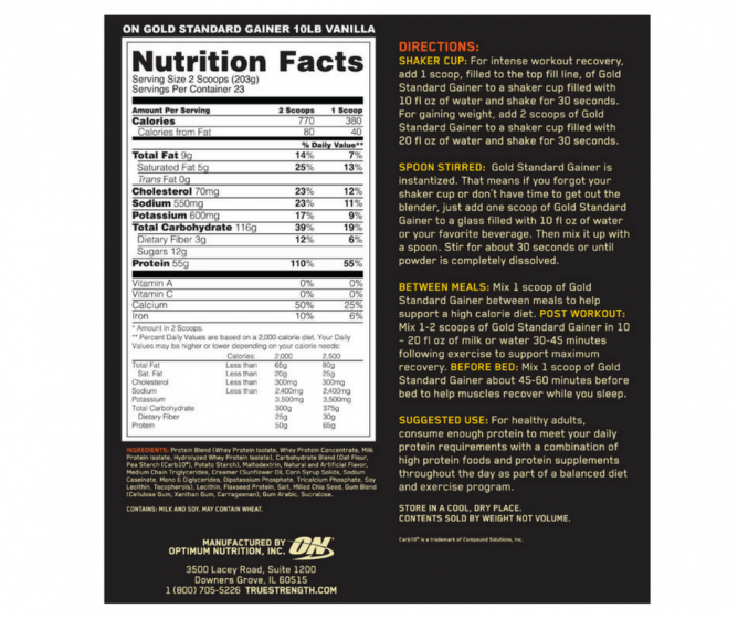 Gold Standard Gainer 10lb Best Before 1-3/25