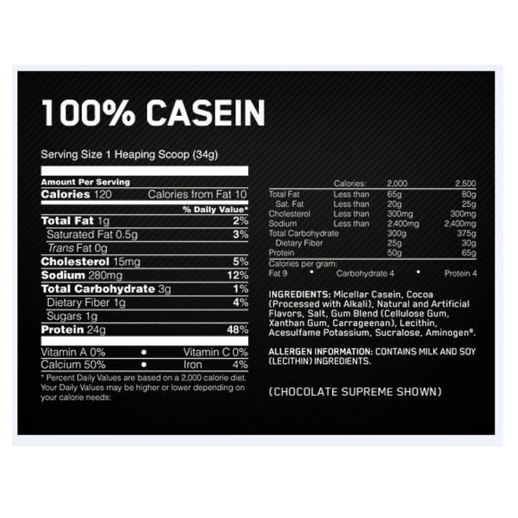 100% Optimum Nutrition Casein Protein 825g